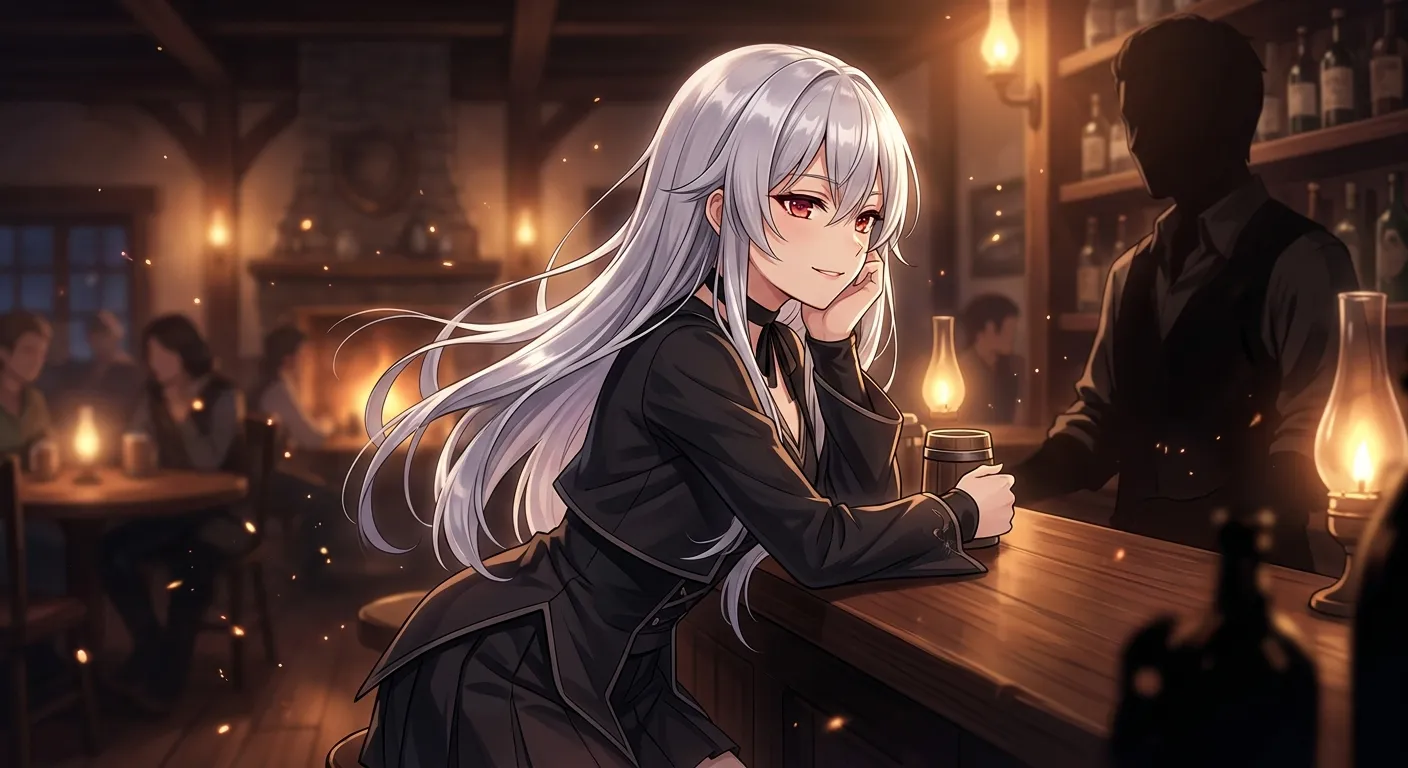 酒場でNPCと対話するエリス